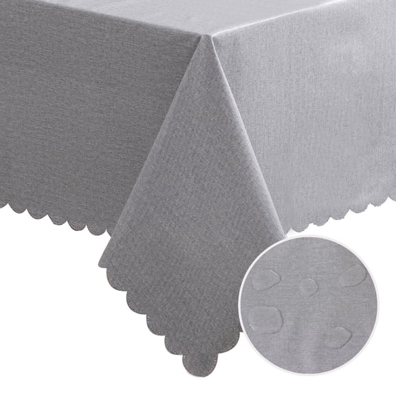 DWCN Plastic Tablecloth 100% Waterproof Oil Spill Proof Square Table Cloth Protector Viny Plastic Cover for Dining BBQ Picnic Birthday Wedding Parties Table Heavy Duty, Gray, 54 x 54 Inch