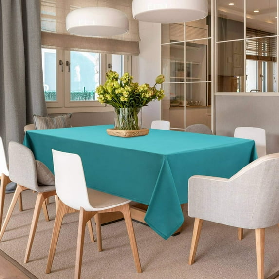 DWCN Rectangle Tablecloth - Water Resistant and Spillproof Kitchen Washable Polyester Fabric Table Cloth for 6 Foot Tables, 54 x 108 Inch, Turquoise