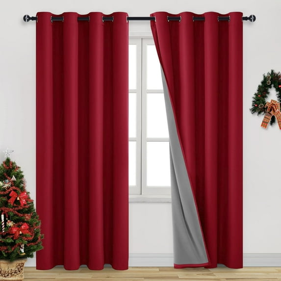 DWCN Red Blackout Curtains 84 Inches Long for Living Room Thermal Insulated Light & Heat Blocking Full Room Darkening Noise Reducing Grommet 2 Panels Curtain (Red,52"W x 84"L)
