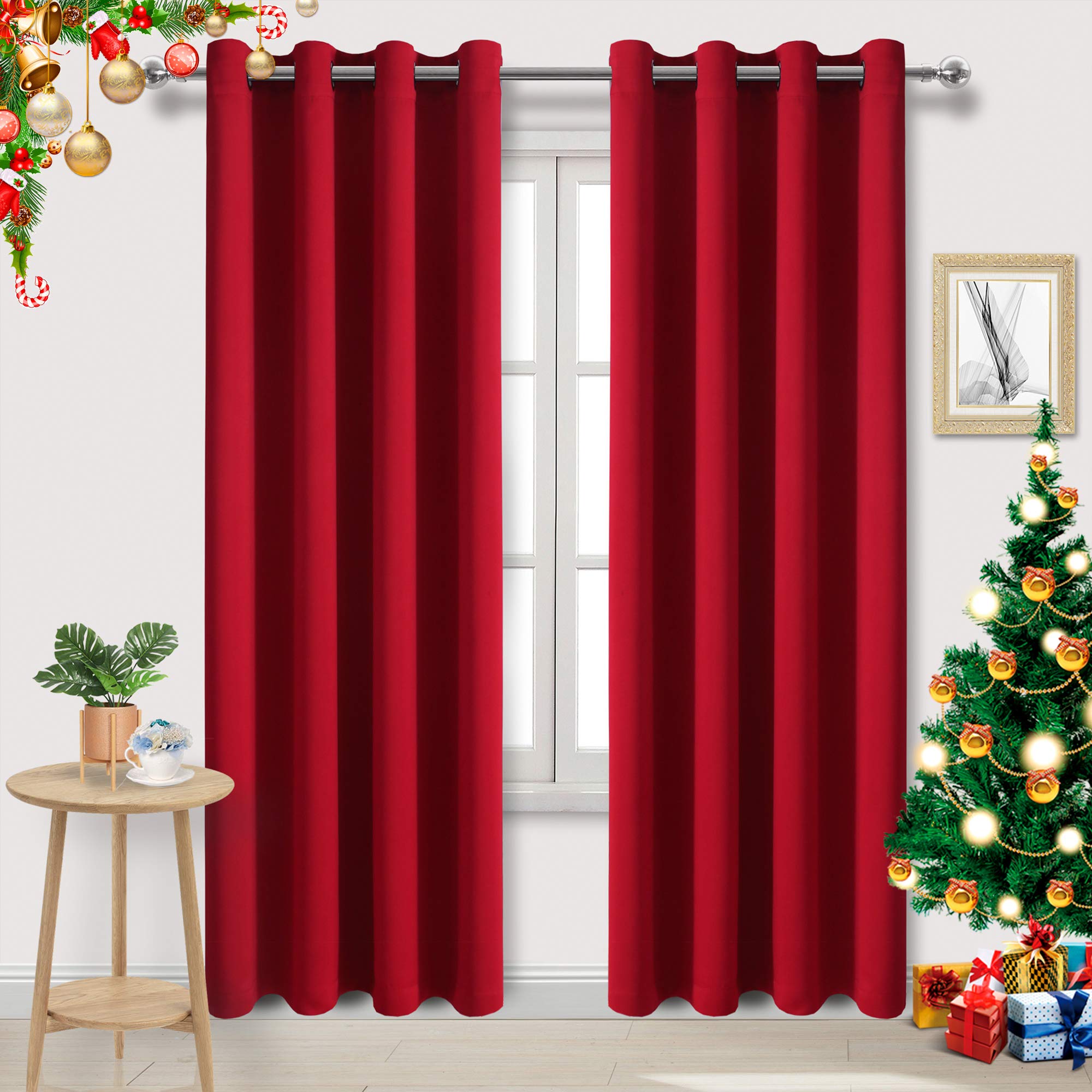 PrimeBeau Thermal Insulated 100% Blackout Grommet Curtains for Bedroom ...