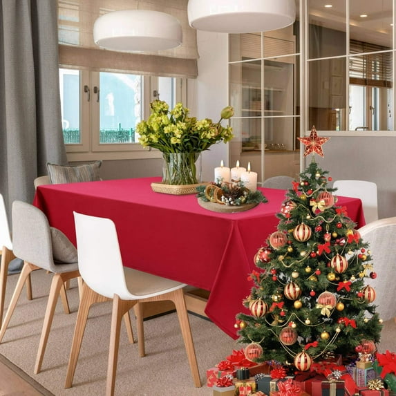 DWCN Red Tablecloth Square - Wateproof and Spillproof Kitchen Christmas Washable Polyester Table Cloth for Dining Room, 30 x 30 Inch