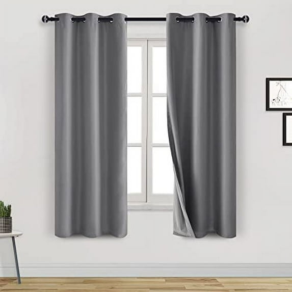 DWCN Room Darkening Grommet Top Window Blackout Drapes Total Sun Light Heat Blocking Noise Reducing 2 Panels Set for Living Room and Bedroom (Silver Grey,42"W x 63"L)