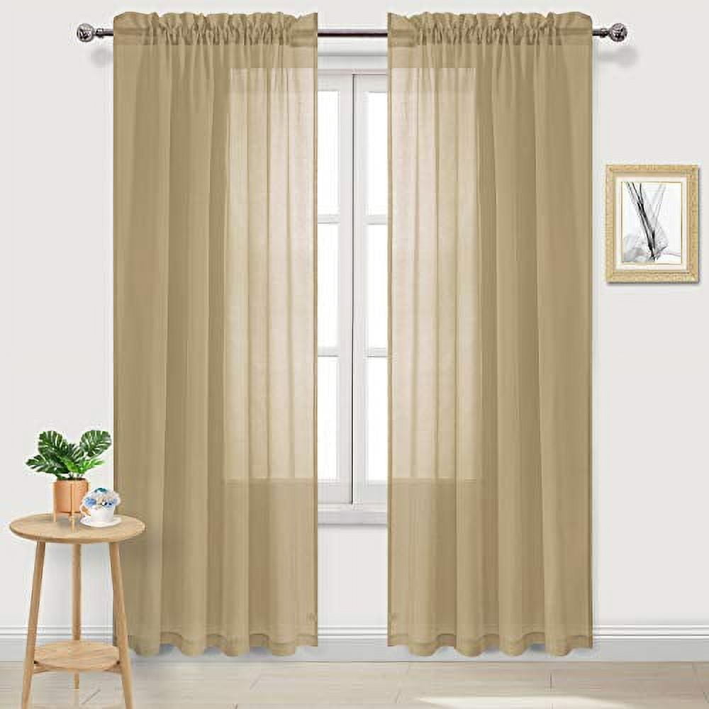 OWENIE Sheer Curtains 2 Panels Set, 42"W X 84"L, Soft Light Filtering & Privacy - Solid Purple For Bedroom & Living Room