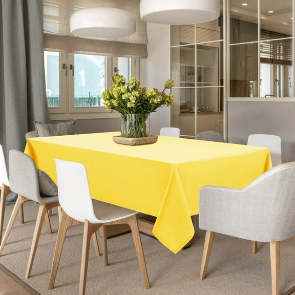 DWCN Waterproof Tablecloth Rectangle - Washable Fabric Table Cloth for Dining Room Kitchen Birthday Party and Outdoor Use, Yellow, 54 x 108 Inch
