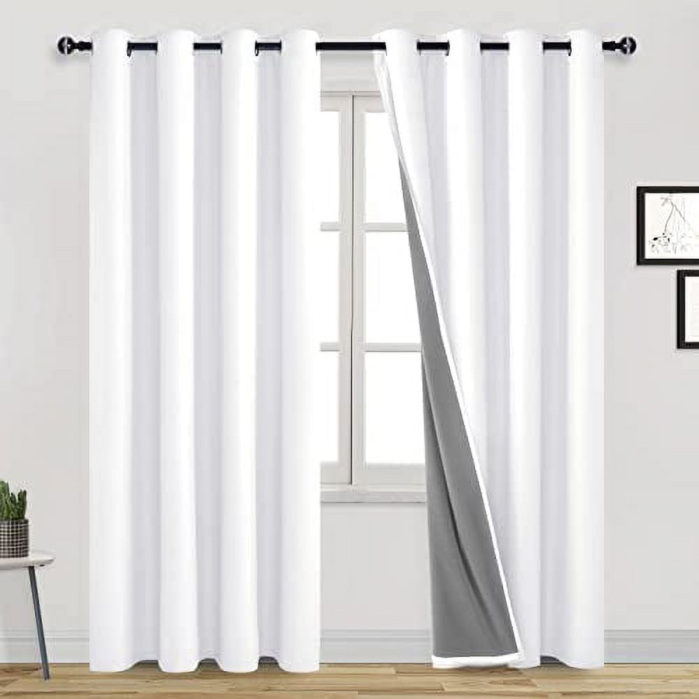DWCN White Blackout Curtains 72 Inches Long for Living Room Thermal