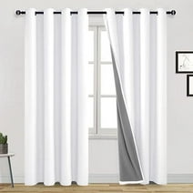 DWCN White Blackout Curtains 84 Inches Long for Living Room Thermal Insulated Light & Heat Blocking Full Room Darkening Noise Reducing Grommet 2 Panels Curtain (White,52"W x 84"L)