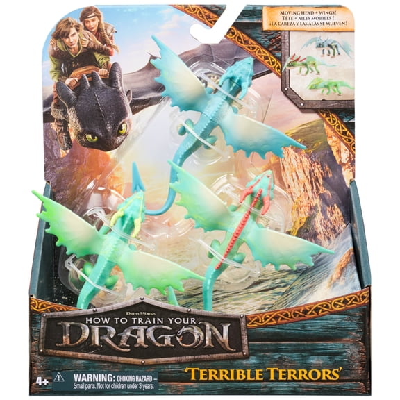Dreamworks Dragons, How to Train Your Dragon, 3-Pack Terrible Terrors, 4 Dragon Action Figures, Kids Toys for Boys Ages 4 and up