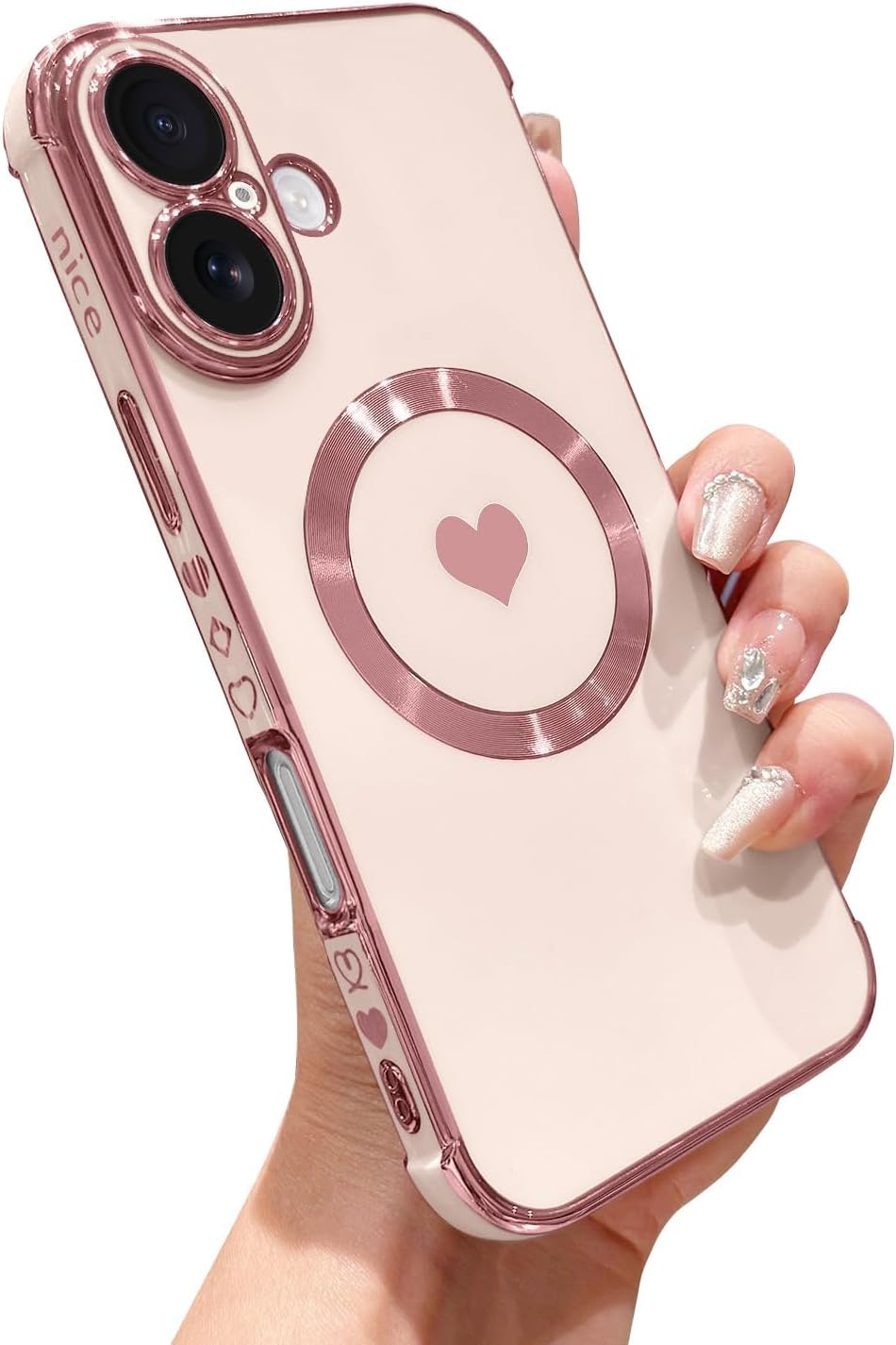 Phylla Phone Case For Google Pixel 9/9 Pro 5g 6.3",Luxury Plating Astronaut Stand Holder Phone Case With Cute Love Heart Side Small Pattern Soft Silicone Shockproof Kickstand Cover Bumper (White - View #5