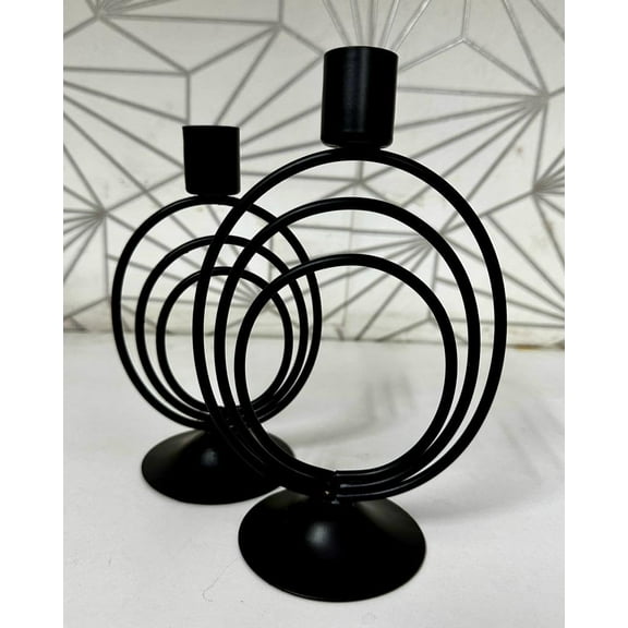 DWELLING Taper Candles Holders Candle Stick Holder Metal Stand for Table Centrepiece Home Decor Wax Candles Candlestick Candlestand for Chrimstmas Diwali Home Decoration Dinner Table - Black