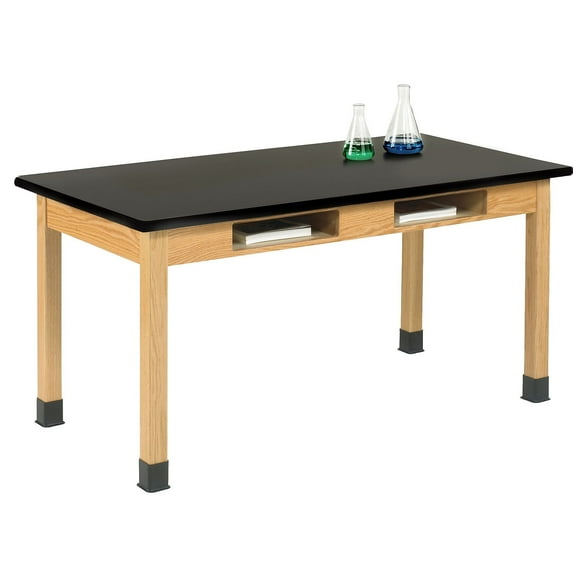DWI Rectangular Science Table 72" x 24" Red Oak/Black (C7306K30N)