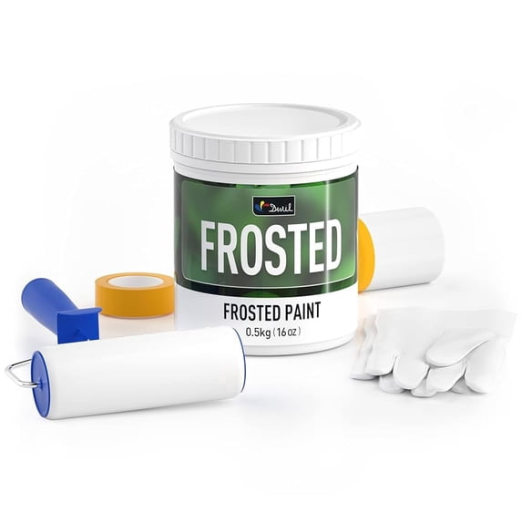 DWIL Frosted Glass Paint for Window - Window Paint, Frosted Glass Spray, Waterproof & UV Resistant, for Glass Surface in Bathroom, Kitchen, Room, Sliding Door, 16oz (with tools)