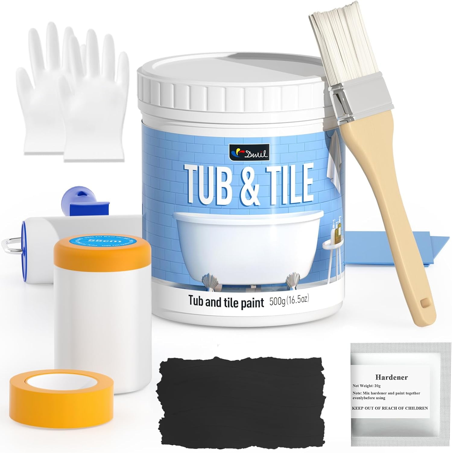 DWIL Tile Paint, Tub and Tile Refinishing Kit with Tools, Tub Refinishing Kit White Bathtub ...