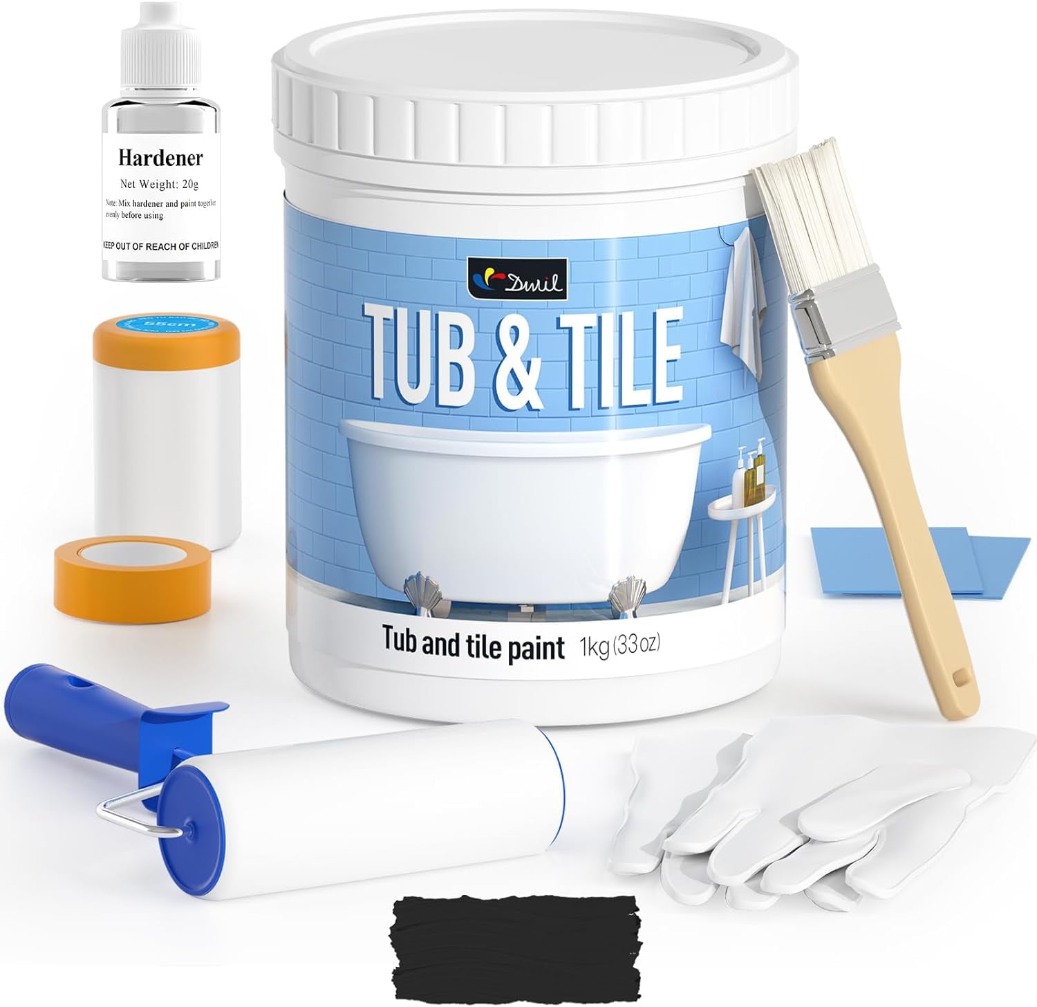 DWIL Black Semi Gloss Tub and Tile Refinishing Paint, 33 oz - Walmart.com