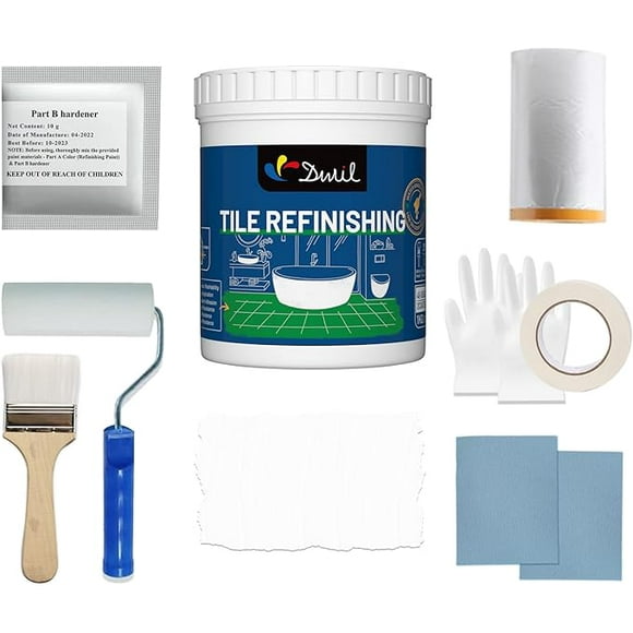 DWIL Tub Paint, Tub and Tile Refinishing Kit with Tools, White Bathtub Paint Water Based &Low Odor, Easy to Use for Sink Bathroom Shower, Semi-Gloss White, 25-30sq.ft