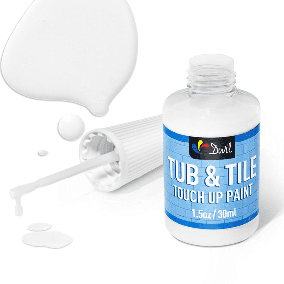 DWIL Tub and Tile Paint, White Touch Up Paint for Porcelain, Scratches, Cracks and Spots on Tile, Porcelain Repair Kit for Bathtub, Sinks, Enamel and Toilets, 1.5 Fl Oz(White)