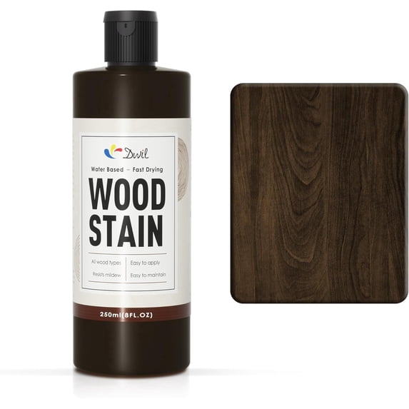 DWIL Water Based Wood Stain - Multiple Finishes, Fast Drying, Indoor and Outdoor Furniture, Wood Paneling, Cabinets and More, Low Odor & Non-Toxic (8.5oz Black Walnut)
