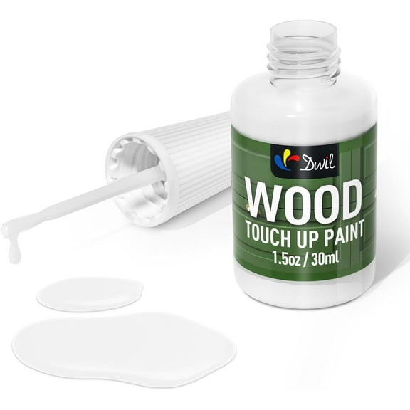 DWIL Wood Touch Up Paint - 1.5 Oz Touch Up Paint Pen for Wood Refinishing, Quick-Dry Paint for Scratches,Chips and Spots on Furniture, Cabinets, Doors, Tables, and Dressers (White)