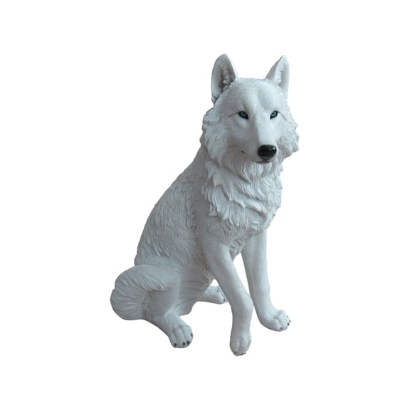 DWK Artemis Sitting White Wolf Figurine Statue, 21"
