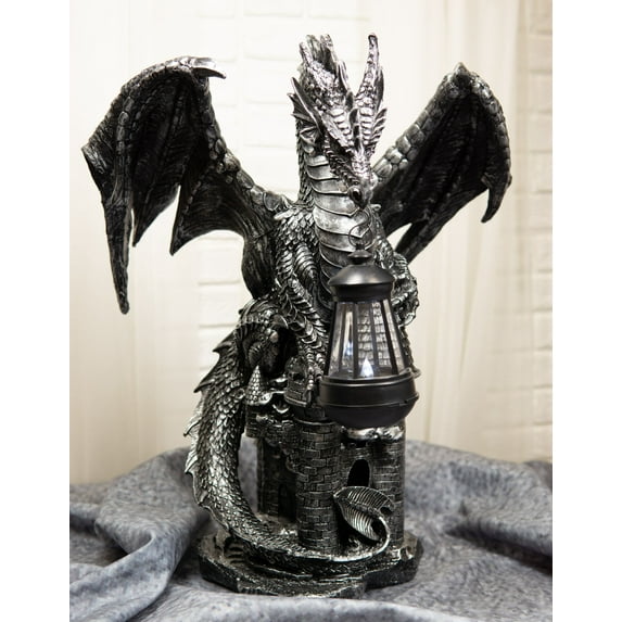 DWK Corporation 18 inch Dark Beacon LED Dragon Lamp Statue Outdoor Garden Solar Lawn Light Decor