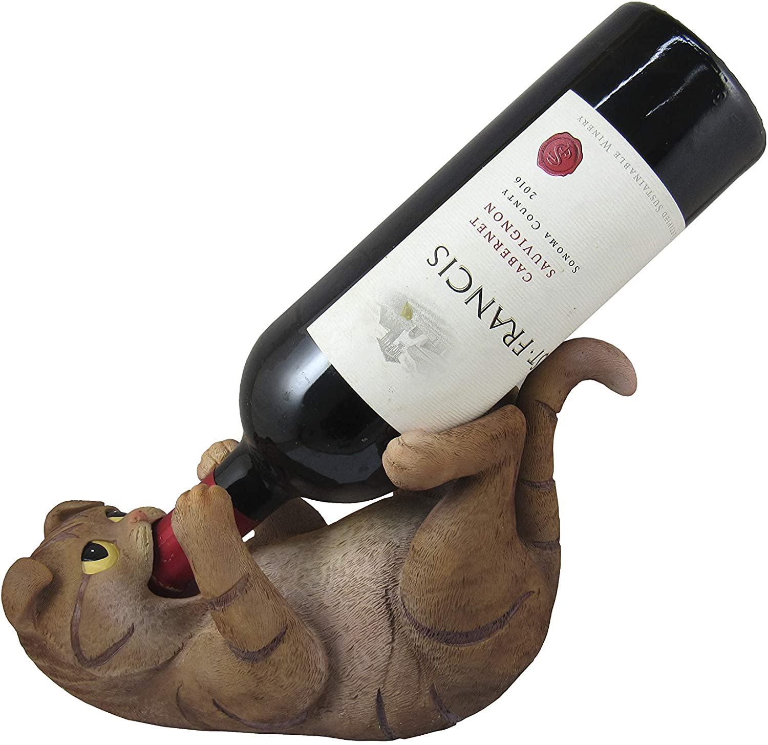 DWK Scottish Fold Themed Cat Wine Bottle Holder | Kitchen Countertop Decor | Wine Holders and Decoration | Vineras para Poner Botellas en Casa | Red Wine Storage | Wine Accessories Storage - image 1 of 6