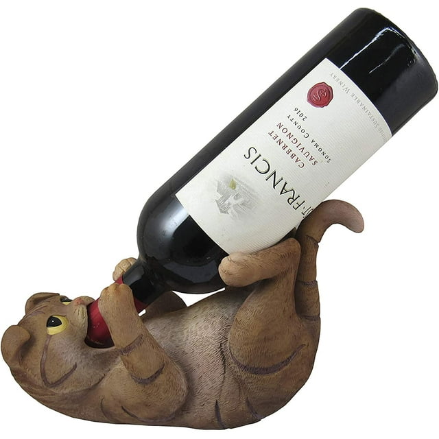 DWK Scottish Fold Themed Cat Wine Bottle Holder | Kitchen Countertop Decor | Wine Holders and Decoration | Vineras para Poner Botellas en Casa | Red Wine Storage | Wine Accessories Storage