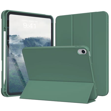 DWPSG Case for iPad (A16) 11th Generation 11 inch 2025, iPad 10th Generation Case 10.9 inch 2022 with Pencil Holder, Smart Trifold Stand Cover with Slim Soft TPU Back Shell, Green