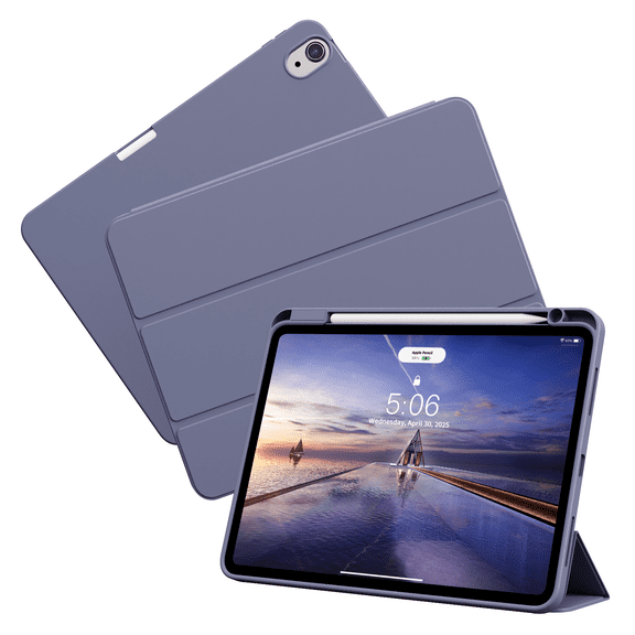DWPSG Compatible for new iPad Air 11 Inch Case (2024/2025), iPad Air 5th/4th Generation Case (2022/2020) with Pencil Holder,Auto Sleep/Wake&Pencil Charging,Trifold Stand Case for iPad Air,Purple