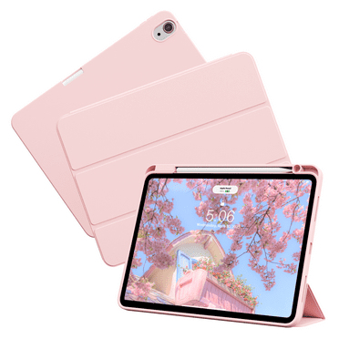 DWPSG Compatible for new iPad Air 11 Inch Case (2024/2025), iPad Air 5th/4th Generation Case (2022/2020) with Pencil Holder,Auto Sleep/Wake&Pencil Charging,Trifold Stand Case for iPad Air,Pink