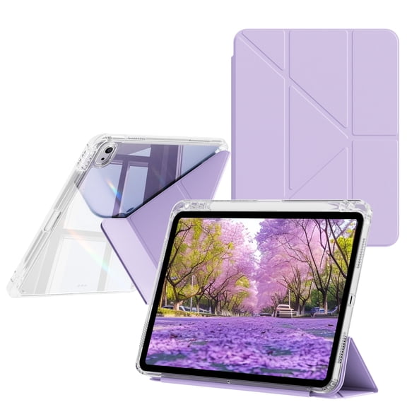 DWPSG Case for iPad 11th Generation 11 Inch (A16 2025), iPad 10th Generation 10.9 Inch (2022) with Clear Hard Back Shell, Folding Y-Shaped Stand Cover with Pencil Holder, Auto Wake/Sleep, Purple