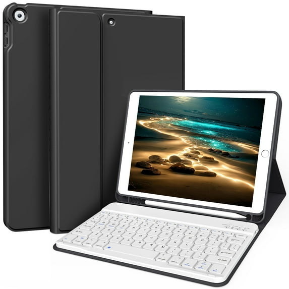 DWPSG Keyboard Case for iPad 9th Generation/iPad 8th Generation/iPad 7th Generation(2021/2020/2019), 10.2 inch iPad 9/8/7 Case with Keyboard, Auto Wake Sleep Case with Pencil Holder, Black