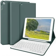 DWPSG Keyboard Case for iPad 9th Generation/iPad 8th Generation/iPad 7th Generation(2021/2020/2019), 10.2 inch iPad 9/8/7 Case with Keyboard, Auto Wake Sleep Case with Pencil Holder, Dark Green
