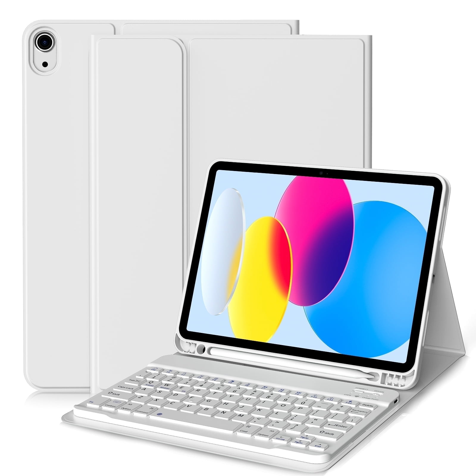 DWPSG Keyboard Case for iPad (A16) 11th Generation 11 inch 2025, Stand Folio Detachable Wireless Bluetooth Rechargeable Keyboard, for iPad 10th Generation 10.9 inch 2022 with Pencil Holder, Gray