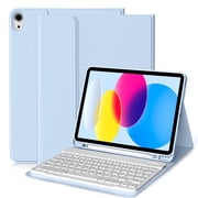 DWPSG Keyboard Case for iPad (A16) 11th Generation 11 inch 2025, Stand Folio Detachable Wireless Bluetooth Rechargeable Keyboard, for iPad 10th Generation 10.9 inch 2022 with Pencil Holder, Blue