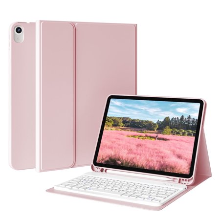 DWPSG Keyboard Case for iPad Air 11 Inch Case M3/M2, iPad Air 7th/6th/5th/4th Gen Case (2025/2024/2022/2020) 10.9 Detachable Wireless Bluetooth Keyboard, Stand Folio Cover with Pencil Holder,Pink
