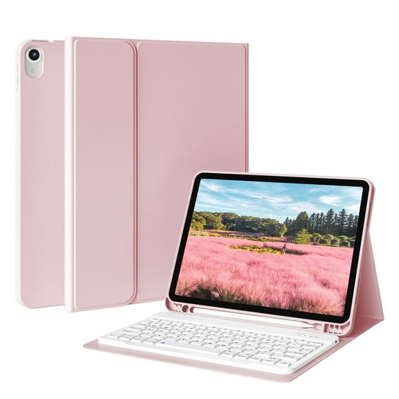 DWPSG Keyboard Case for iPad Air 11 Inch Case M3/M2, iPad Air 7th/6th/5th/4th Gen Case (2025/2024/2022/2020) 10.9 Detachable Wireless Bluetooth Keyboard, Stand Folio Cover with Pencil Holder,Pink