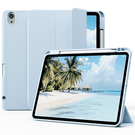 DWPSG Case for iPad (A16) 11th Generation 11 inch 2025, iPad 10th Generation Case 10.9 inch 2022 with Pencil Holder, Smart Trifold Stand Cover with Slim Soft TPU Back Shell, Blue