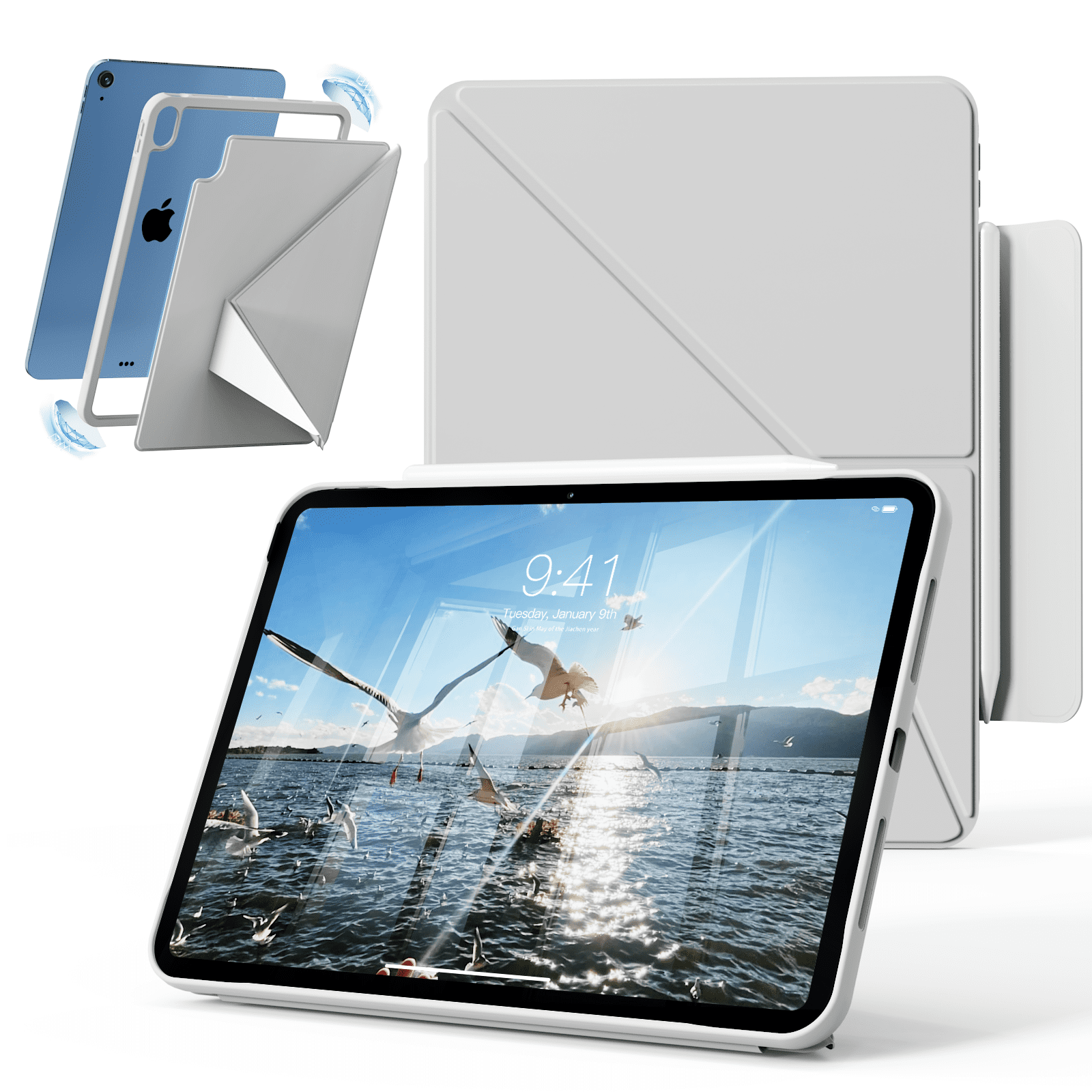 DWPSG Case for iPad (A16) 11th Generation 11 Inch 2025, iPad 10th Generation 10.9 inch 2022 with Pencil Holder, Magnetic attraction New Multi-Fold Protective Tablet Cover,Gray