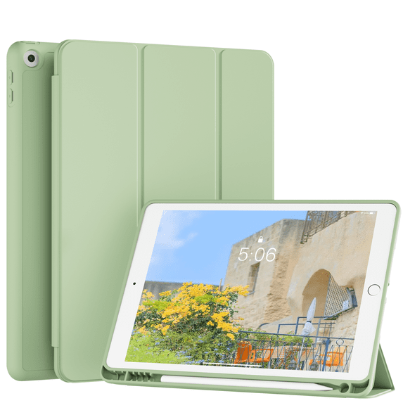 DWPSG iPad 10.2 Case for iPad 9th Generation 2021 /iPad 8th Generation 2020 / iPad 7th Gen 2019 with Pencil Holder, Auto Sleep/Wake for Slim Soft Back Smart Cover, iPad 10.2 inch Case,Green