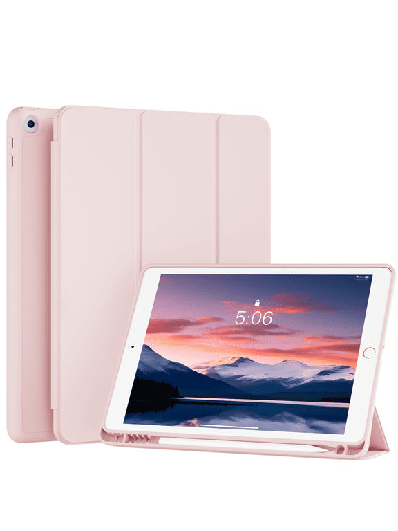 iPad 10.2 Case for iPad 9th Generation 2021 /iPad 8th Generation 2020 / iPad 7th Gen 2019 with Pencil Holder, Auto Sleep/Wake for Slim Soft Back Smart Cover, iPad 10.2 inch Case, Pink