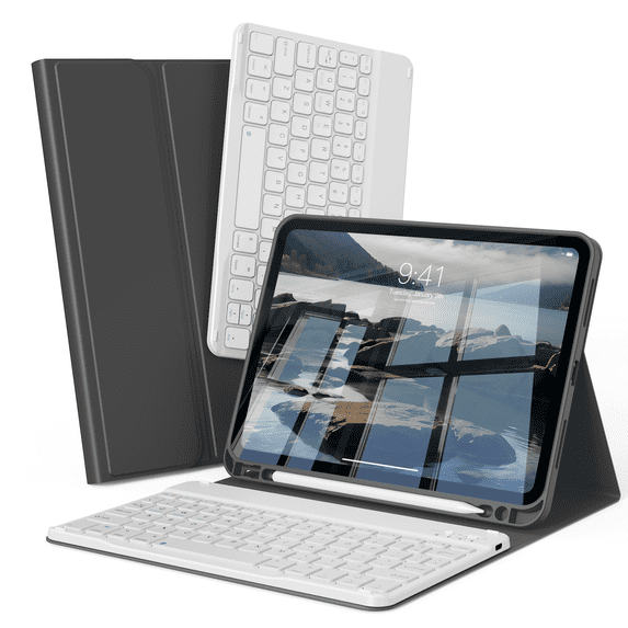 DWPSG Keyboard Case for iPad (A16) 11th Generation 11 inch 2025, Stand Folio Detachable Wireless Bluetooth Rechargeable Keyboard, for iPad 10th Generation 10.9 inch 2022 with Pencil Holder, Black