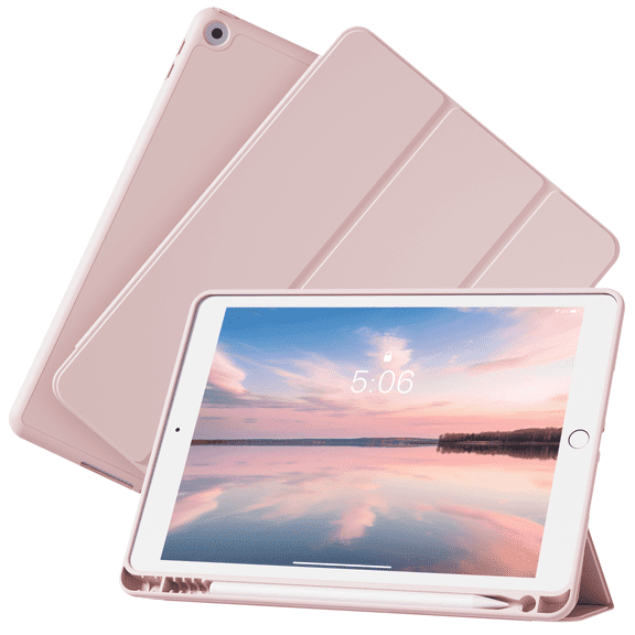 DWPSG iPad 5th/6th Generation 9.7 Case 2018/2017 with Pencil Holder, Thin Lightweight Smart Protective Stand Cover, Auto Wake Up/Sleep for iPad 9.7 Inch Model A1822/A1823/A1893/A1954,Pink