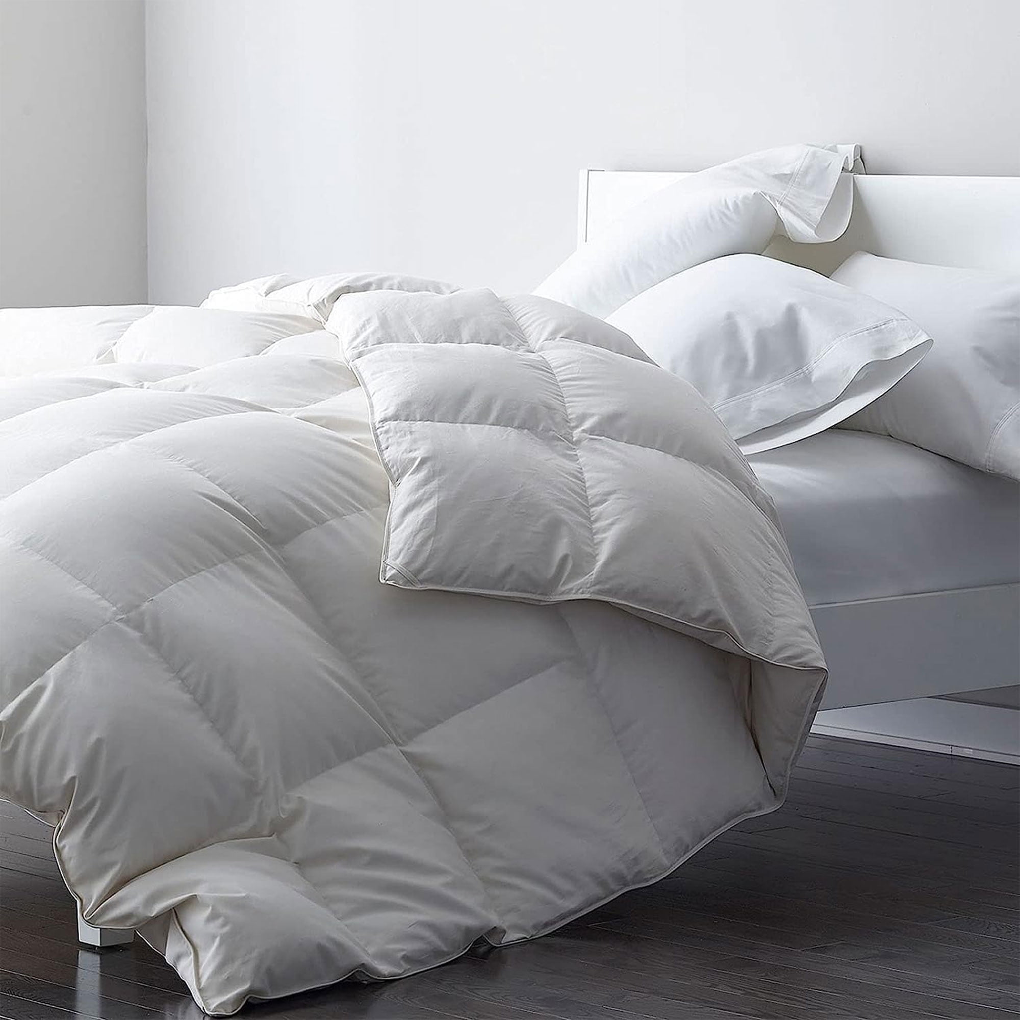 King Size White Cotton Duvet Insert with Feather Down Fill