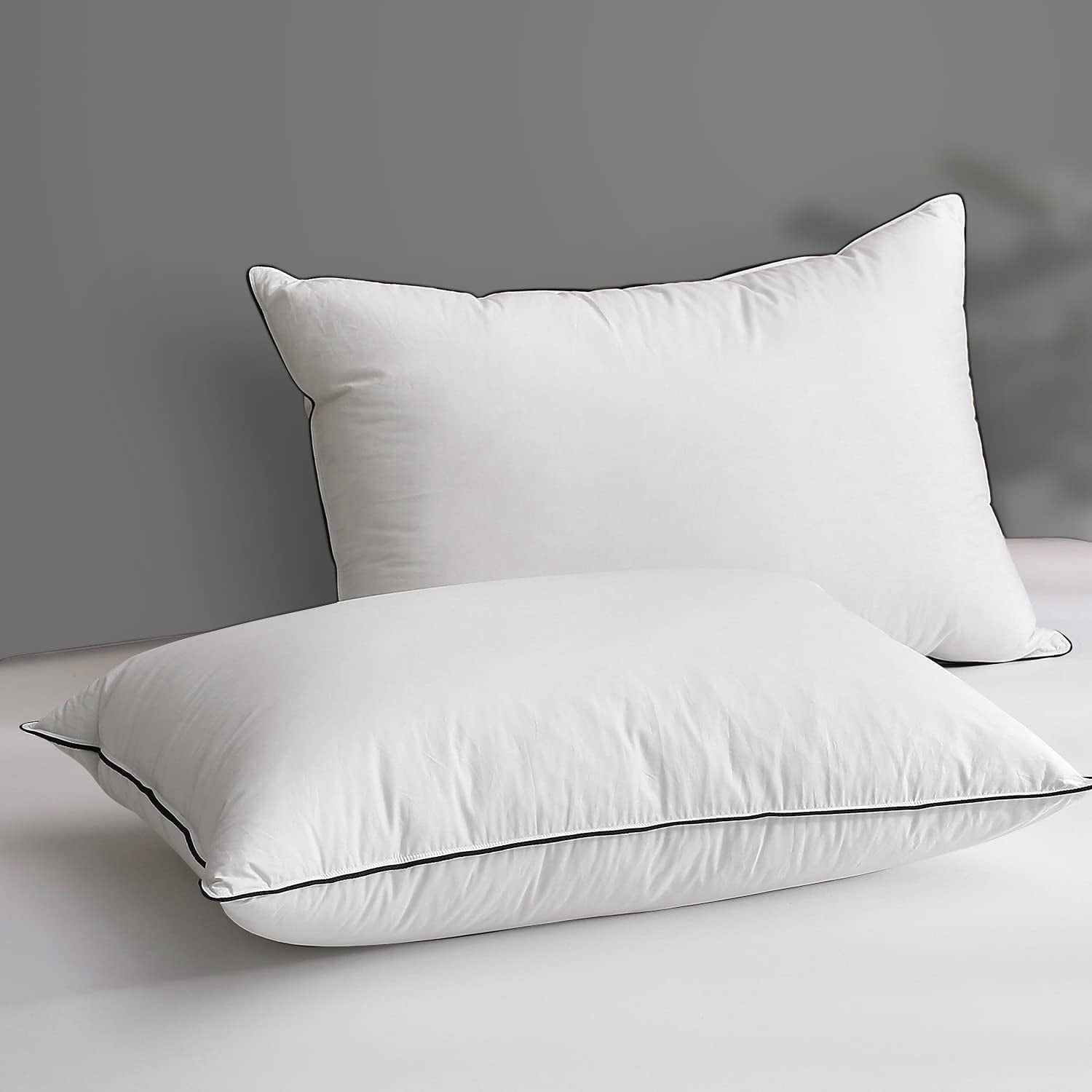 DWR Luxury Goose Feather Down Pillows for Sleeping 100 2 Pack Organic