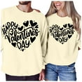 DWRGQD Valentines Women's Hoodless Sweatshirt Lovers Printed Hoodless