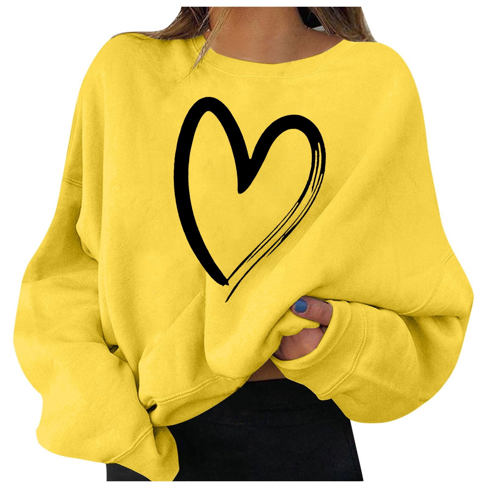 DWRGQD Valentines Women's Hoodless Sweatshirt Women Valentine's Day ...