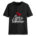 thumbnail image 1 of DWRGQD Valentines Women's T-Shirts Women's Valentine's Day SanValentine Print Round Neck Short-Sleeved T-Shirt Top Valentine's Day Clothing 2025 Romantic Trend Casual Wear L, 1 of 6