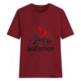 thumbnail image 1 of DWRGQD Valentines Women's T-Shirts Women's Valentine's Day SanValentine Print Round Neck Short-Sleeved T-Shirt Top Valentine's Day Clothing 2025 Romantic Trend Casual Wear S, 1 of 6