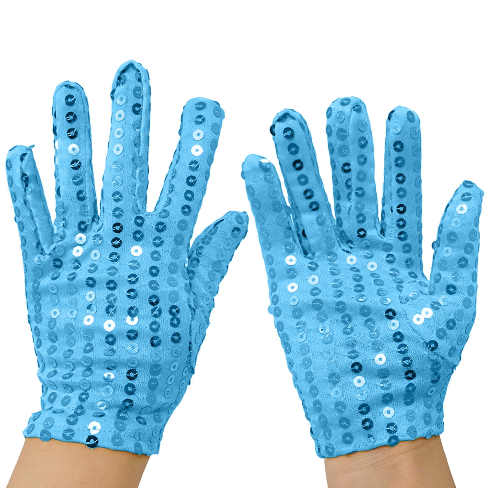 INSPIRE CHIC Women's Sequin Wrist Full Finger Sparkly Sleeves Gloves for Party Banquet Costume Prom Dress 1 Pair Green