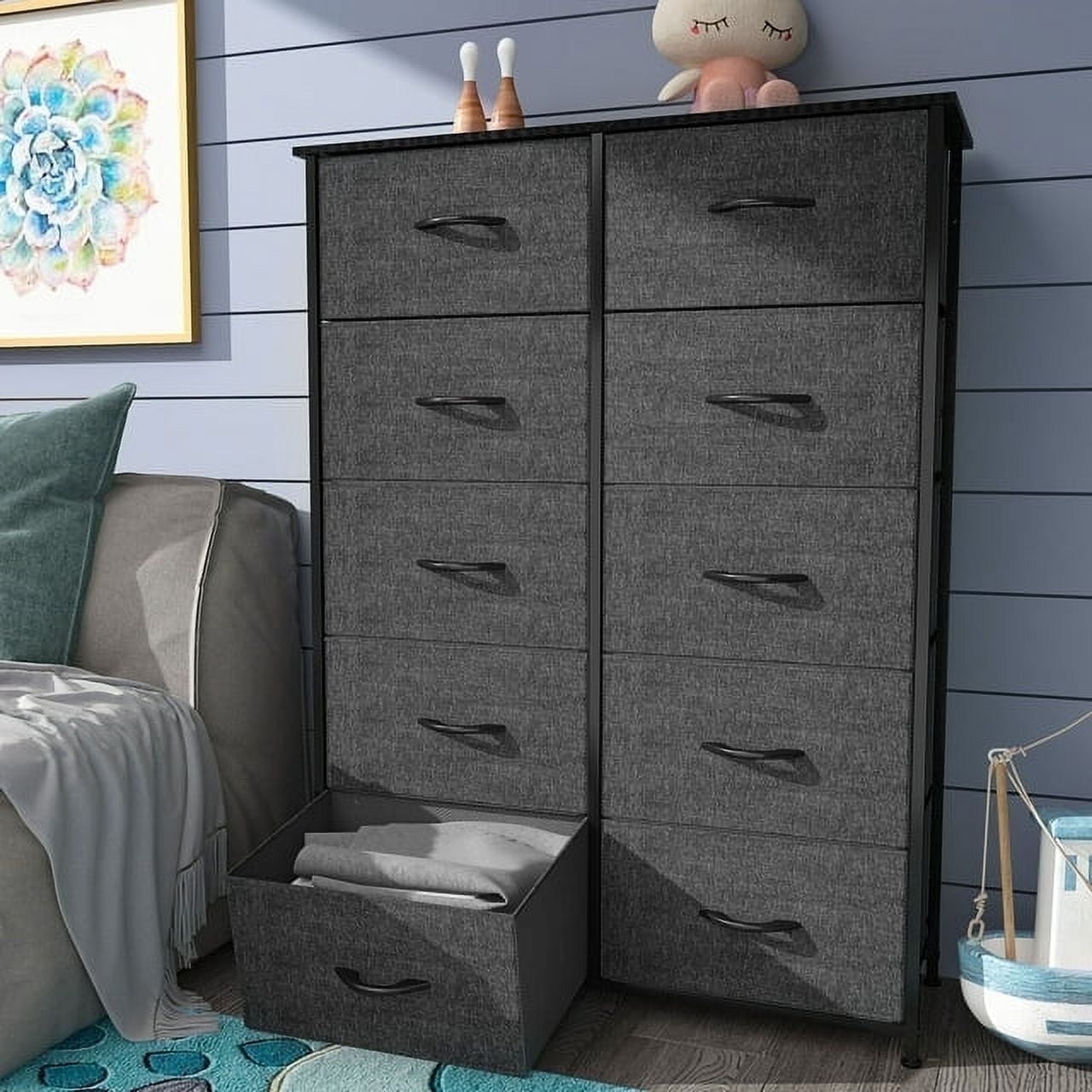 DEXTRUS 10 Drawer Storage Cabinet, Fabric Dresser for Adults