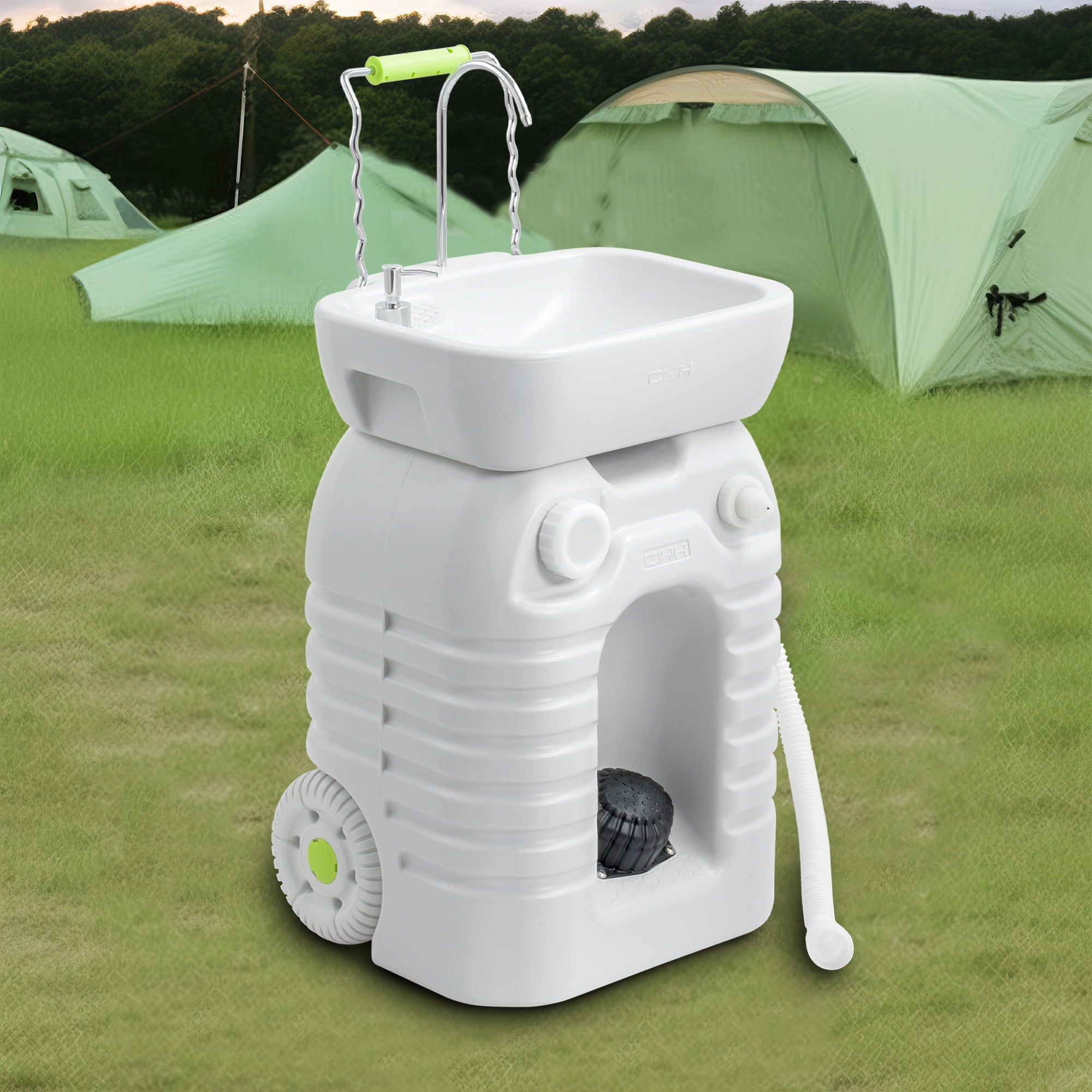 DWVO 12 Gallon 45L Portable Camping Sink with Adjustable Wash Basin